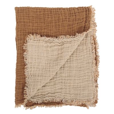 Plaids - Plaid et couvre-lit en lin gaufré - LE MONDE SAUVAGE BEATRICE LAVAL