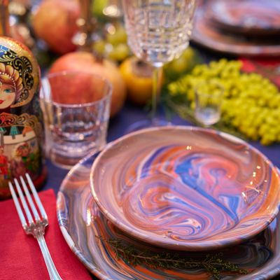 Decorative objects - TOHU BOHU blue and orange table service - IOM INES-OLYMPE MERCADAL
