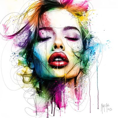 Tableaux - Rêve sensuel peinture street pop colorée et sensuel par Murciano 50x50 cm - MUUSE