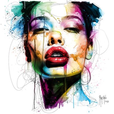 Tableaux - KISS ME peinture street pop colorée et sensuel par Murciano 50x50 cm - MUUSE