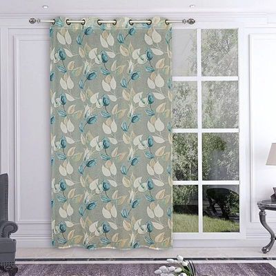 Curtains and window coverings - DINO Voile Curtain - Eyelet Panel - Blue & Mustard - 140 x 260 cm - 100% polyester - IPC DECO DELL'ARTE