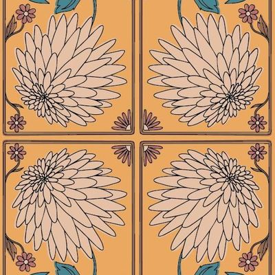 Objets de décoration - Papier peint N°462 - Chrysanthème Art Nouveau. - WELLPAPERS