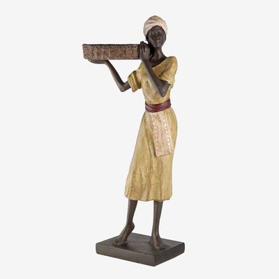 Objets de décoration - FIGURE EN RÉSINE DE FEMME AFRICAINE AVEC PLATEAU - QUAINT & QUALITY
