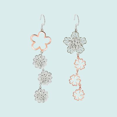 Jewelry - Blossoms Silver Filigree Rose Gold Earrings - WEI YEE INTERNATIONAL LIMITED