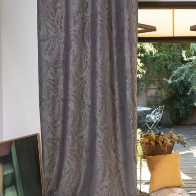 Rideaux et voilages - Double-rideau PALMA - Col Gris - Panneau à oeillets - 140 x 260 cm - 100 % polyester - IPC DECO DELL'ARTE