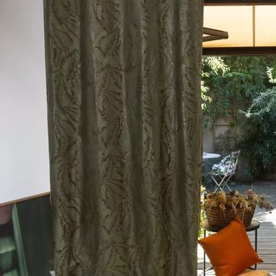 Curtains and window coverings - PALMA double curtain - Green collar - Eyelet panel - 140 x 260 cm - 100% polyester - IPC DECO DELL'ARTE
