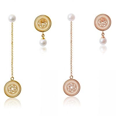 Jewelry - Fortune Drum Filigree Pearl Asymmetic Earrings. - WEI YEE INTERNATIONAL LIMITED
