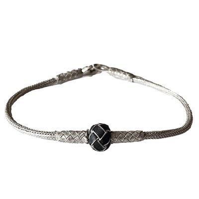 Bracelets - BRACELET NOEUD NOIR - ARGENT ET ARGENT OXYDÉ - FAIT MAIN - HOMME&FEMME - KARAWAN AUTHENTIC