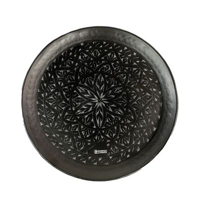 Decorative objects - BLACK BRASS TRAY ENGRAVED WITH 'ARABESK' - KARAWAN AUTHENTIC