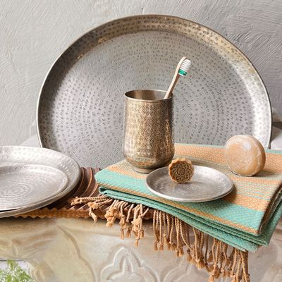 Decorative objects - SILVER BRASS CUP HAMMERED AND ENGRAVED 'PALMYR' - KARAWAN AUTHENTIC