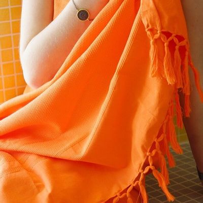 Bath towels - ORGANIC COTTON TOWEL - CURCUMA color - KARAWAN AUTHENTIC