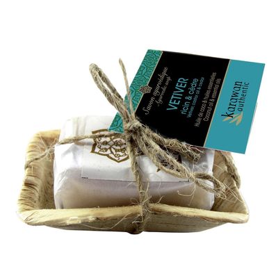 Savons - SAVON SOLIDE AYURVEDIQUE - VETIVER - PETIT FORMAT - KARAWAN AUTHENTIC