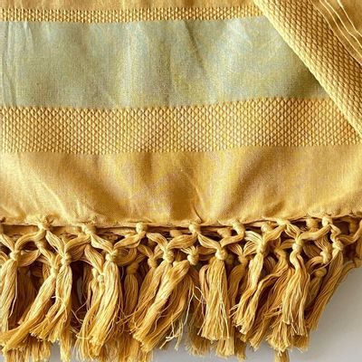 Serviettes de bain - FOUTA TISSÉE EN COTON BIOLOGIQUE - COLLECTION GARDEN - COULEUR SUNFLOWER - KARAWAN AUTHENTIC