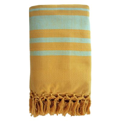 Serviettes de bain - FOUTA TISSÉE EN COTON BIOLOGIQUE - COLLECTION GARDEN - COULEUR SUNFLOWER - KARAWAN AUTHENTIC