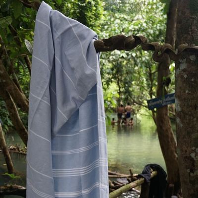 Serviettes de bain - FOUTA EN COTON BIOLOGIQUE - Collection HAMMAM- Couleur BLANC & NUAGE - KARAWAN AUTHENTIC