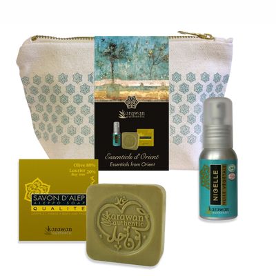 Coffrets et boîtes - TROUSSE CADEAU BIEN-ÊTRE HAMMAM - ESSENTIELS D'ORIENT - KARAWAN AUTHENTIC