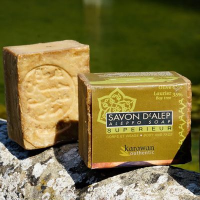 Savons - SAVON D'ALEP SUPÉRIEUR - HUILE D'OLIVE ET LAURIER 35% - EN BANDEAU - KARAWAN AUTHENTIC