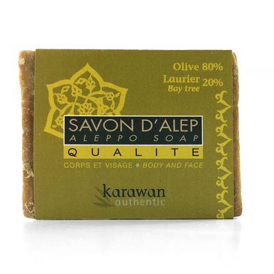 Savons - SAVON D'ALEP QUALITÉ - HUILE D'OLIVE 80% ET DE LAURIER 20% - EN BANDEAU - KARAWAN AUTHENTIC