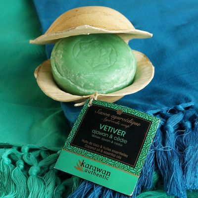 Soaps - AYURVEDIC SOLID SOAP - VETIVER - LARGE FORMAT - KARAWAN AUTHENTIC