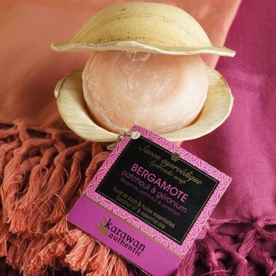 Soaps - AYURVEDIC SOLID SOAP - BERGAMOT - LARGE FORMAT - KARAWAN AUTHENTIC