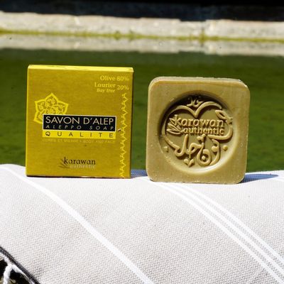 Savons - SAVON D'ALEP QUALITÉ - HUILE D'OLIVE 80% ET DE LAURIER 20% - KARAWAN AUTHENTIC