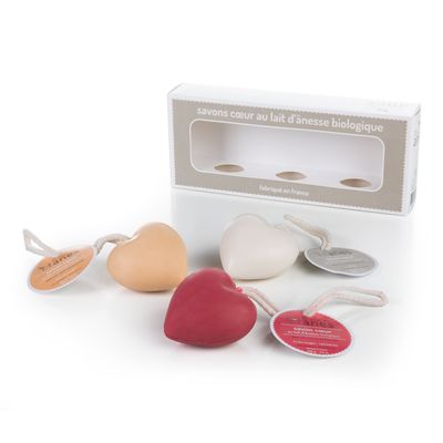 Soaps - Organic donkey milk heart soap set - AU PAYS DES ÂNES