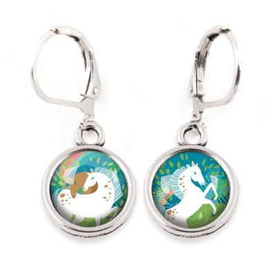 Bijoux - Dormeuses Enfant Chevaux / Pirouette - Argent - LES MINIS D'EMILIE