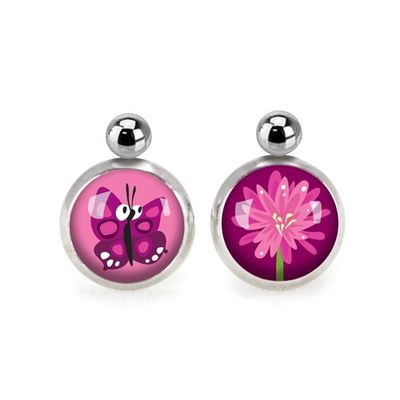 Kids accessories - Nomade Billes Papillon / Fleur - Silver - LES MINIS D'EMILIE