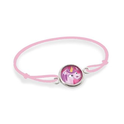 Bijoux - Bracelet Cordon Enfant Licorne Rose - Argent - LES MINIS D'EMILIE