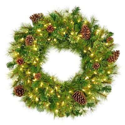 Other Christmas decorations - 100 LED LIT PINE/PINEC.WREATH GRN 76CM 160tps - GOODWILL M&G