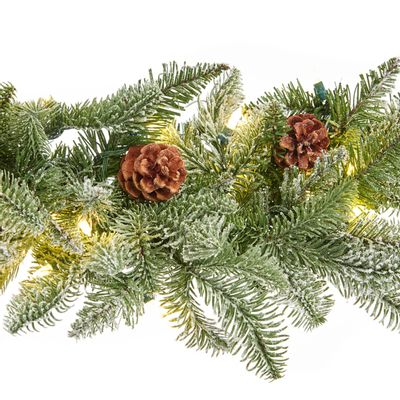 Other Christmas decorations - 100LED L.FLOCK PINE/PINEC.GARLAND GRN 180CM 115t - GOODWILL M&G