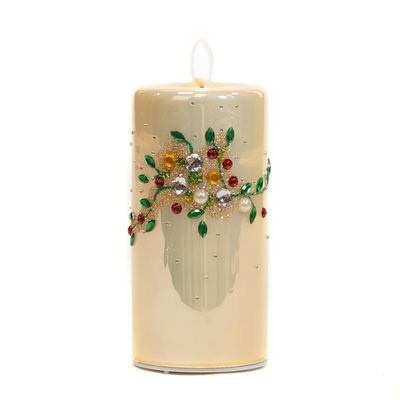 Other Christmas decorations - LED GLSS XMAS JEWEL CANDLE WH batt.op 18CM - GOODWILL M&G