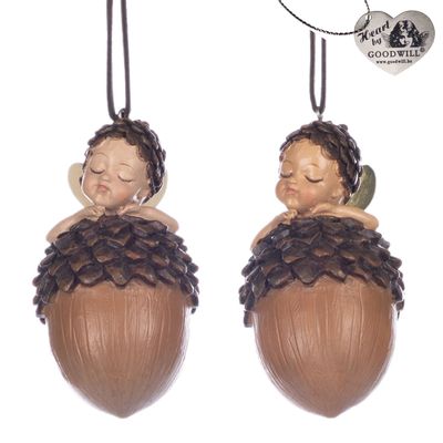Other Christmas decorations - WINT.FAIRY BABY IN ACORN ORN ASS/2 BRWN 10CM - GOODWILL M&G