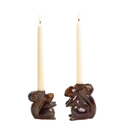 Other Christmas decorations - STONEW.SQUIRREL CANDLE HOLDER SET/2 TT BRWN 12,5CM - GOODWILL M&G