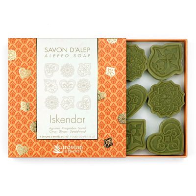 Cadeaux - SAVONS D’ALEP PARFUM AGRUMES - ÉCRINS DORÉS À L’OR CHAUD -  ISKENDAR - COFFRET CADEAU - KARAWAN AUTHENTIC