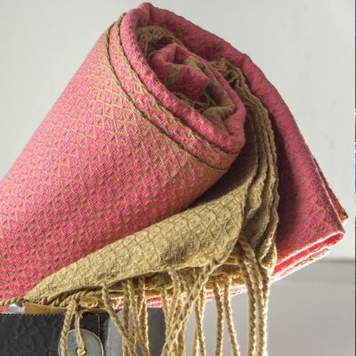 Bath towels - ORGANIC COTTON FOUTA - SAND Collection- Color SAND & INDIAN ROSE - KARAWAN AUTHENTIC