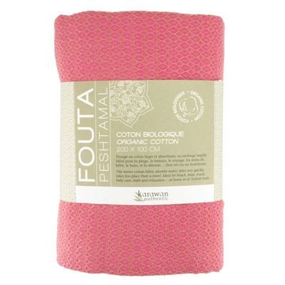 Serviettes de bain - FOUTA EN COTON BIOLOGIQUE - Collection SAND- Couleur SABLE & ROSE INDIEN - KARAWAN AUTHENTIC