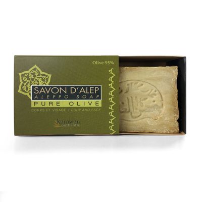 Soaps - ALEPPO SOAP PURE OLIVE 95% - IN BOX - KARAWAN AUTHENTIC
