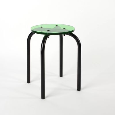 Stools - Colored acrylic glass stool | Black Pop - LAURENT BADIER DESIGN
