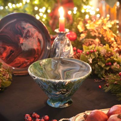 Plats et saladiers - coupe a fruits Noel et décor cadeau - IOM INES-OLYMPE MERCADAL