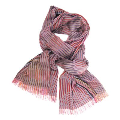 Travel accessories - Midi cotton silk scarf - mechanical supersonic - multicolored powder - SOPHIE GUYOT SILKS