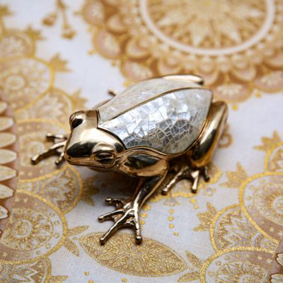 Decorative objects - Brass and mother of pearl Frog Box - WILD BY MOSAIC