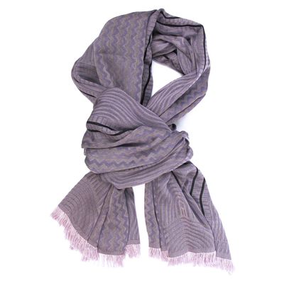 Throw blankets - Écharpe Maxi Coton Soie - cinétique - poudre parme - SOPHIE GUYOT SILKS