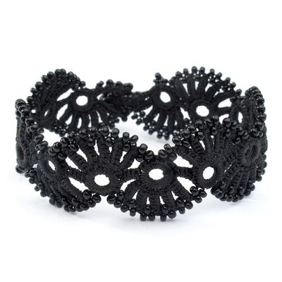 Bracelets - BRACELET TEXTILE EN DENTELLE "YELIN" - NOIR CARBONE - KARAWAN AUTHENTIC
