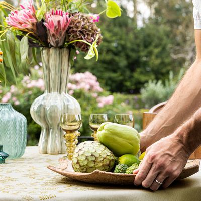 Table linen - Paradis Kaki - Embroidered Linen Tablecloth - ALEXANDRE TURPAULT