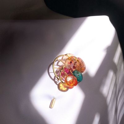 Cadeaux - Broche plaqué or en verre Murano confetti Elia collection - CHAMA NAVARRO