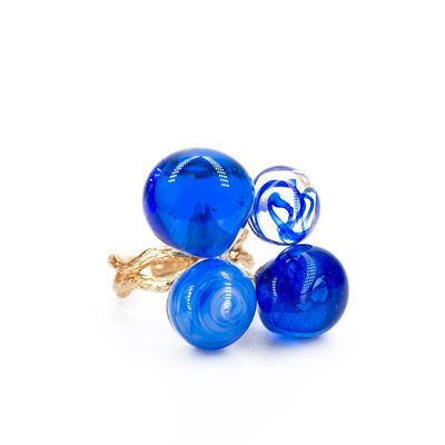 Gifts - Gold plated ring Murano glass artisan Chania collection - CHAMA NAVARRO