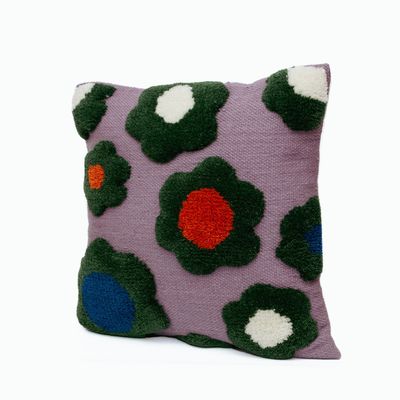 Cushions - Green Flower Cushion Cover - COLORTHERAPIS