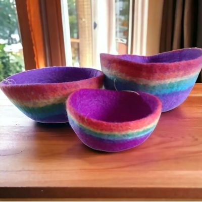 Vases - felt rainbow bowl - FELTGHAR - HANDMADE WITH LOVE