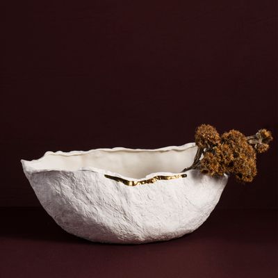 Vases - centre de table série inspiration vase en porcelaine et or - ATELIER LE MOTIF